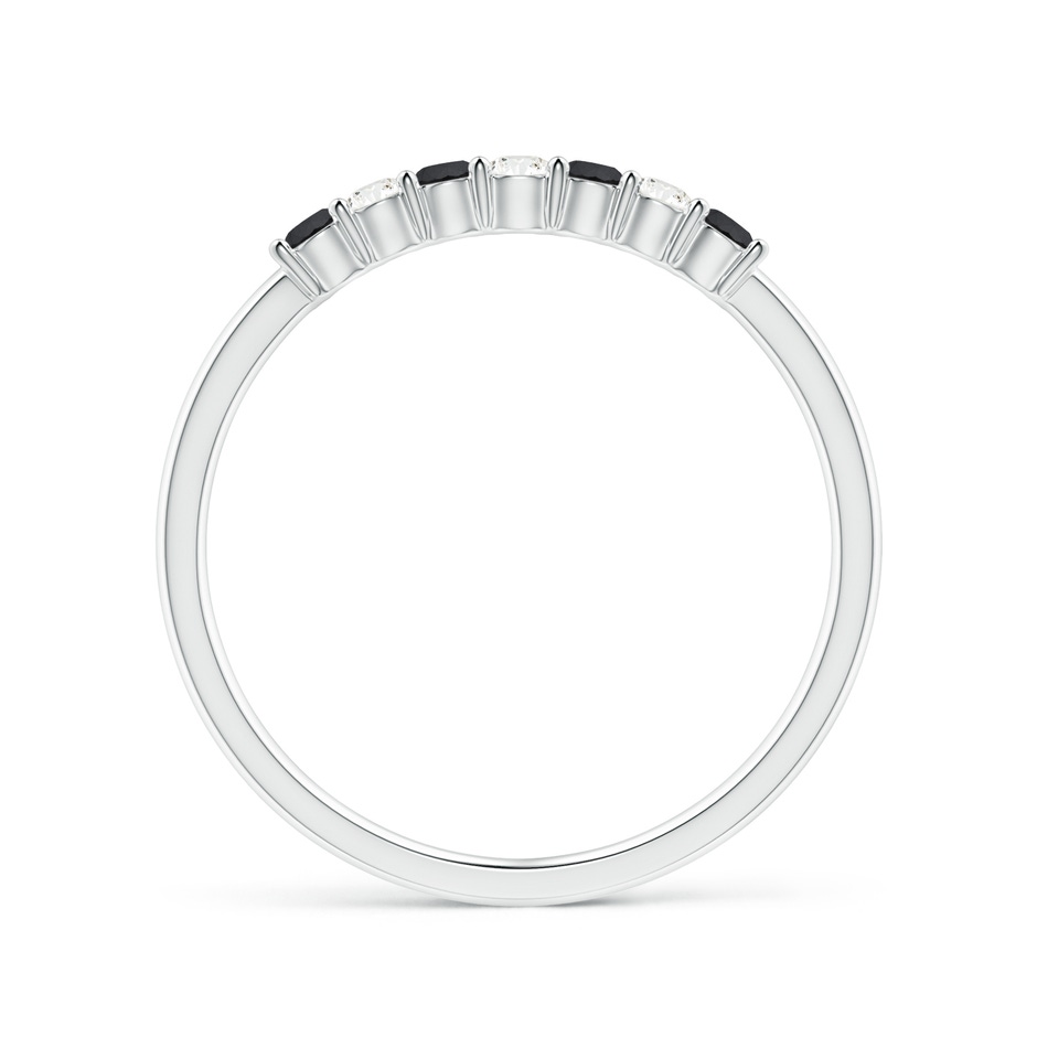 2mm AA Seven Stone Black and White Diamond Wedding Band in White Gold side-1