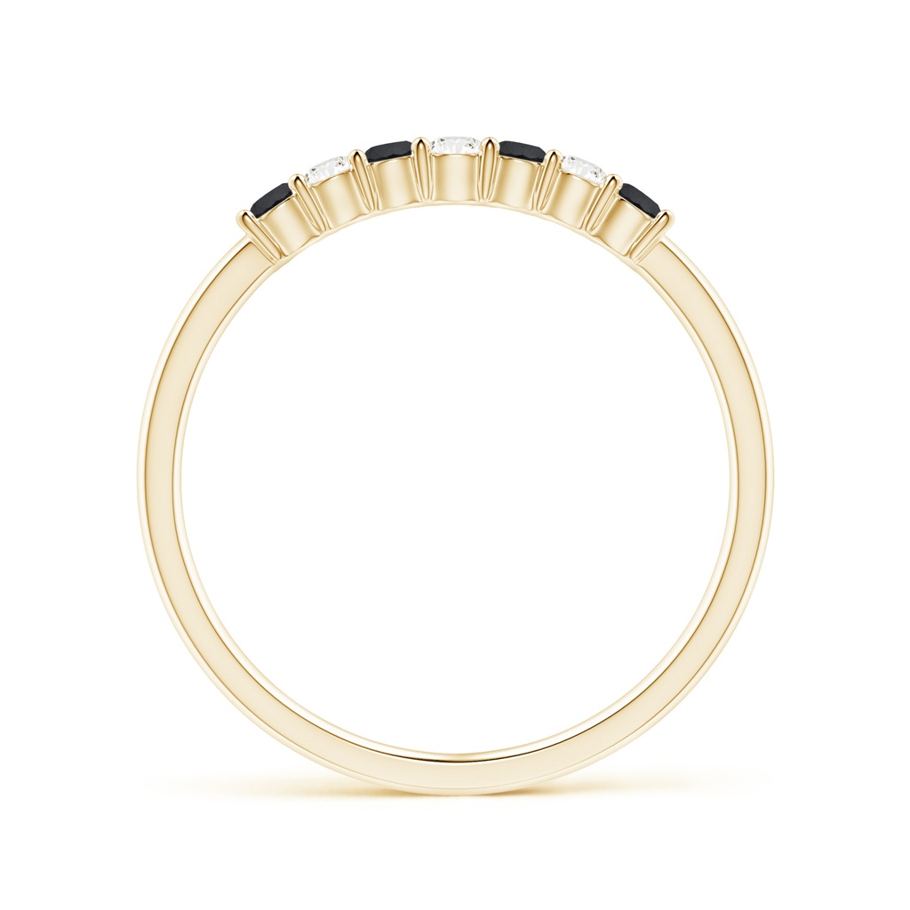 2mm AA Seven Stone Black and White Diamond Wedding Band in Yellow Gold - side_1