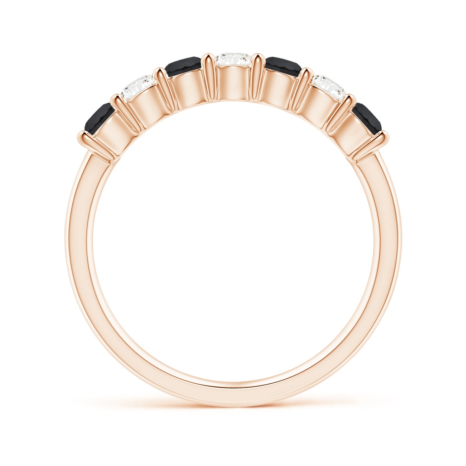 3mm AA Seven Stone Black and White Diamond Wedding Band in Rose Gold side-1