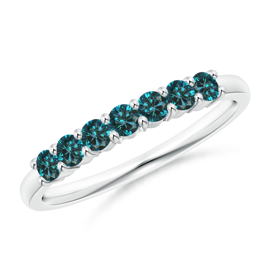 2.5mm AA Half Eternity Seven Stone Blue Diamond Wedding Band in P950 Platinum 