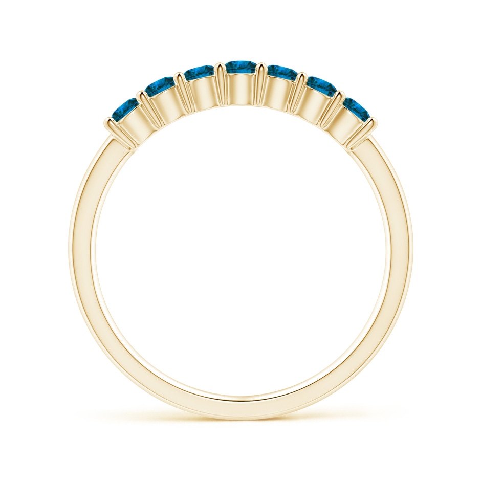 2.5mm AAA Half Eternity Seven Stone Blue Diamond Wedding Band in Yellow Gold side-1