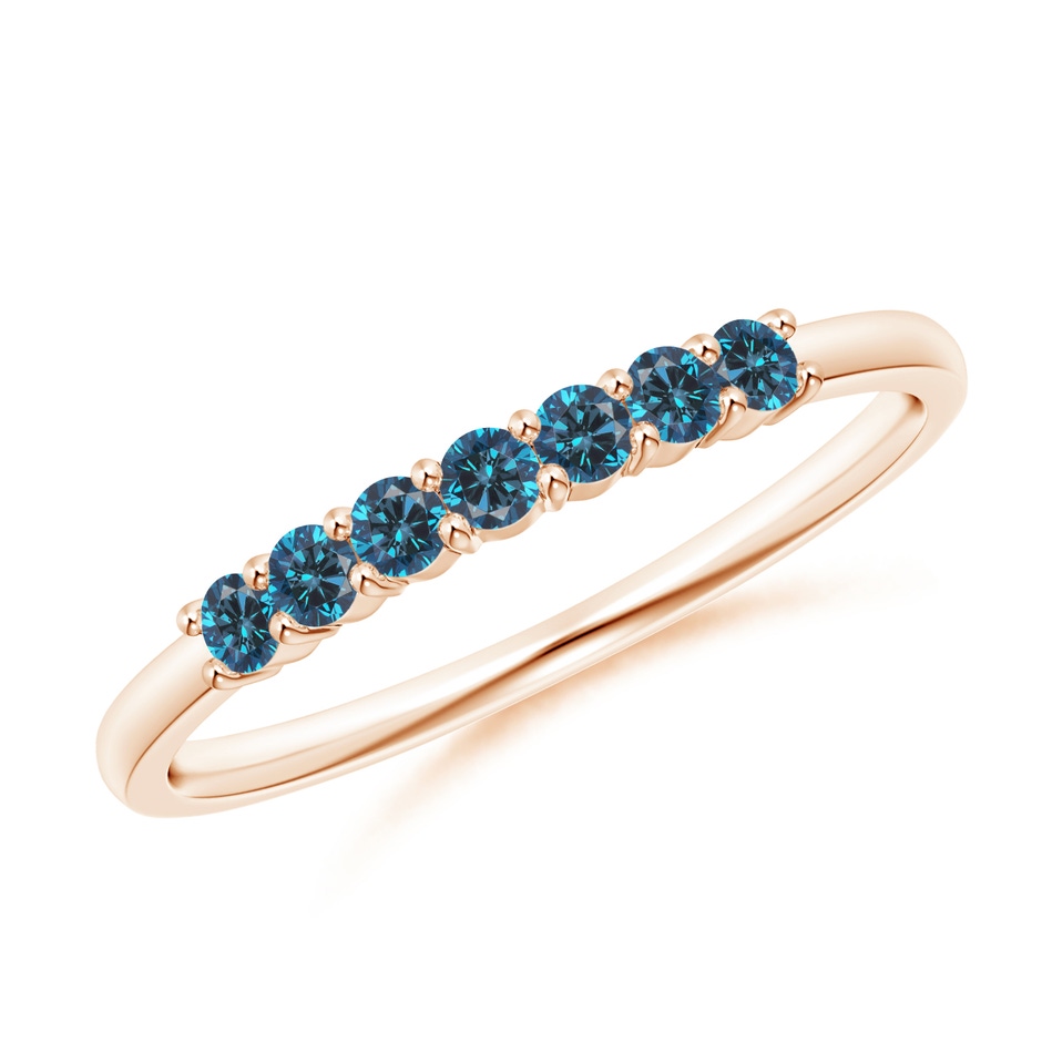 2mm AAA Half Eternity Seven Stone Blue Diamond Wedding Band in Rose Gold 
