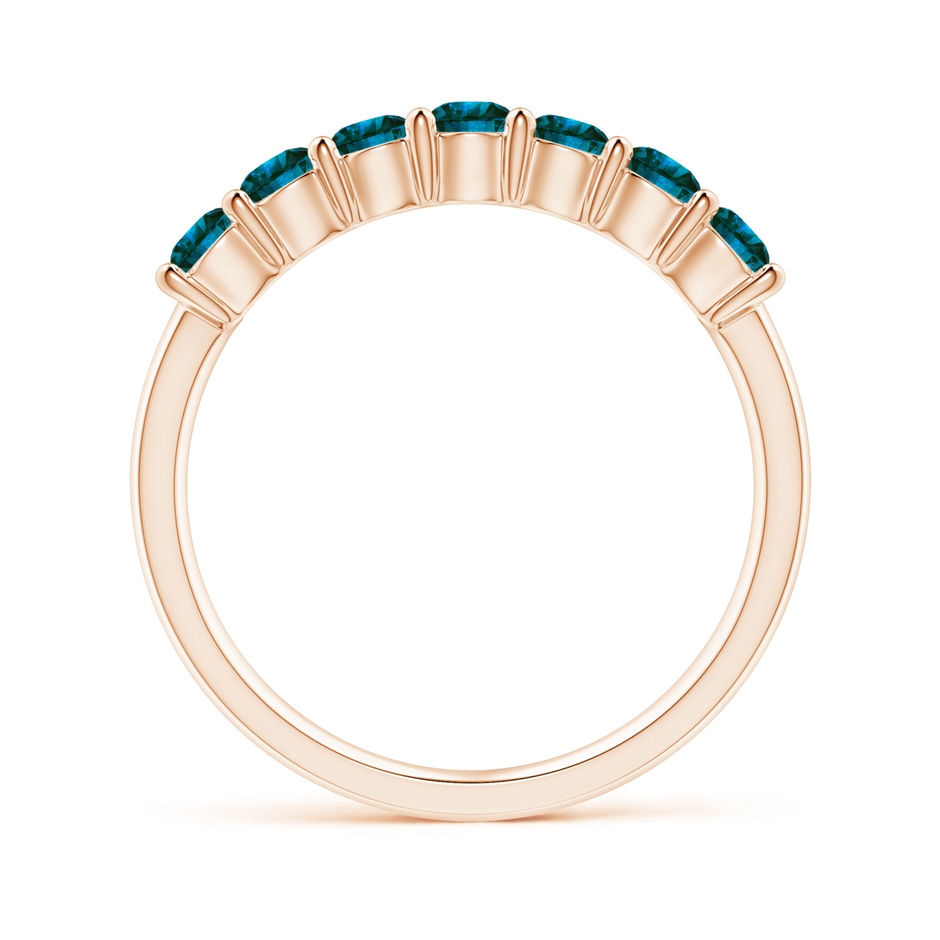 3mm AA Half Eternity Seven Stone Blue Diamond Wedding Band in Rose Gold side-1