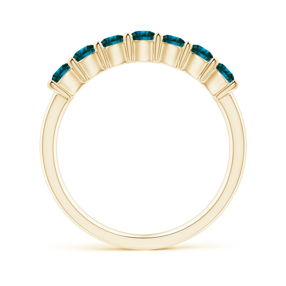 3mm AA Half Eternity Seven Stone Blue Diamond Wedding Band in Yellow Gold side-1