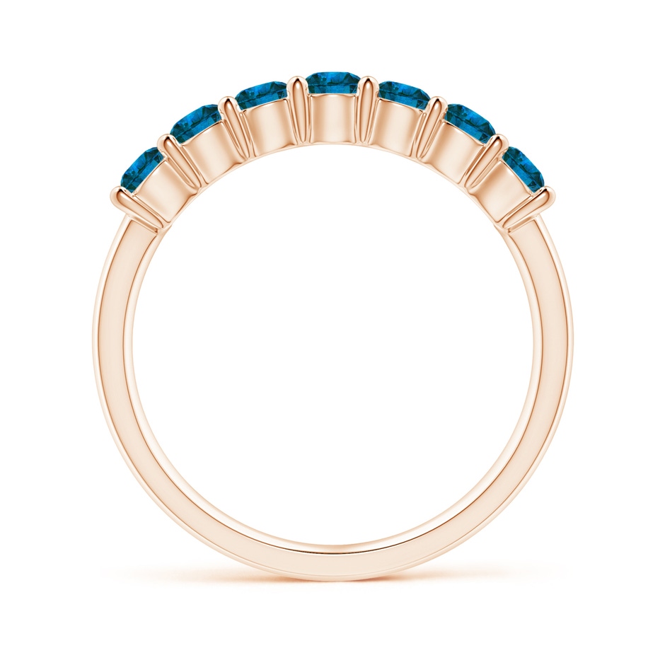 3mm AAA Half Eternity Seven Stone Blue Diamond Wedding Band in Rose Gold side-1