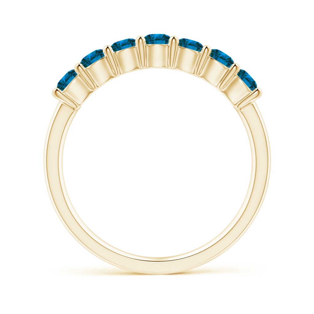 3mm AAA Half Eternity Seven Stone Blue Diamond Wedding Band in Yellow Gold - side_1