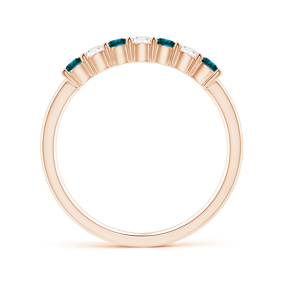 2.5mm AA Seven Stone Blue and White Diamond Wedding Band in Rose Gold side-1