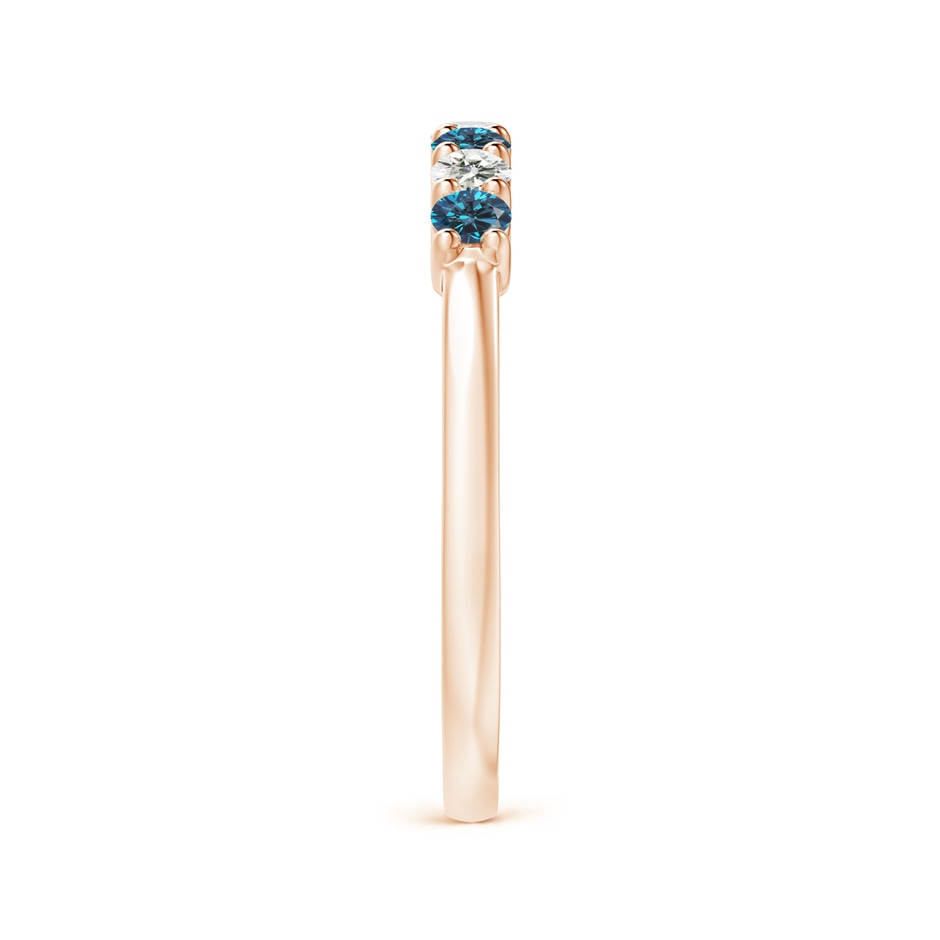 2.5mm AAA Seven Stone Blue and White Diamond Wedding Band in Rose Gold side-2