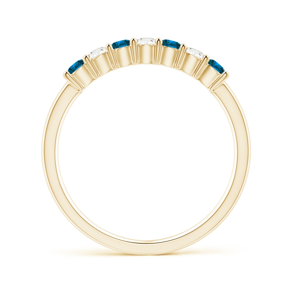 2.5mm AAA Seven Stone Blue and White Diamond Wedding Band in Yellow Gold side-1