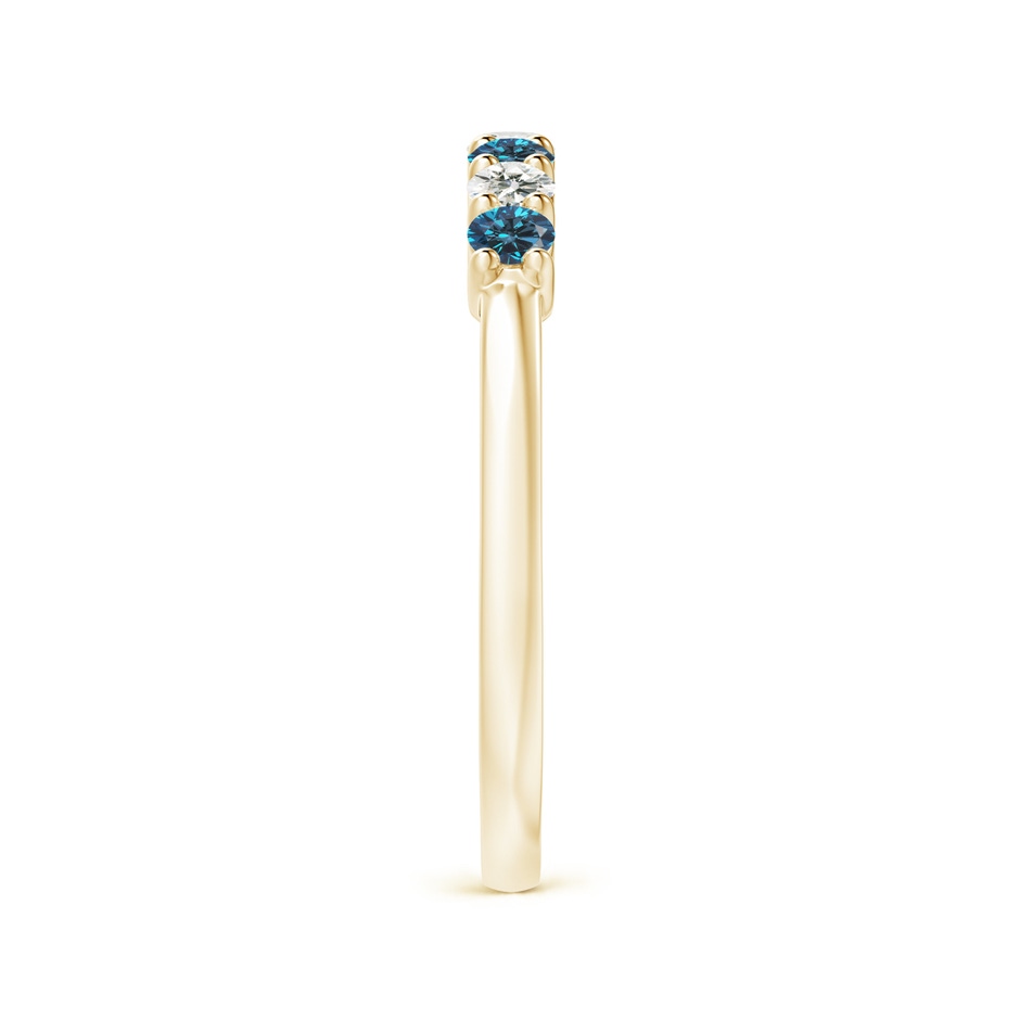 2.5mm AAA Seven Stone Blue and White Diamond Wedding Band in Yellow Gold side-2