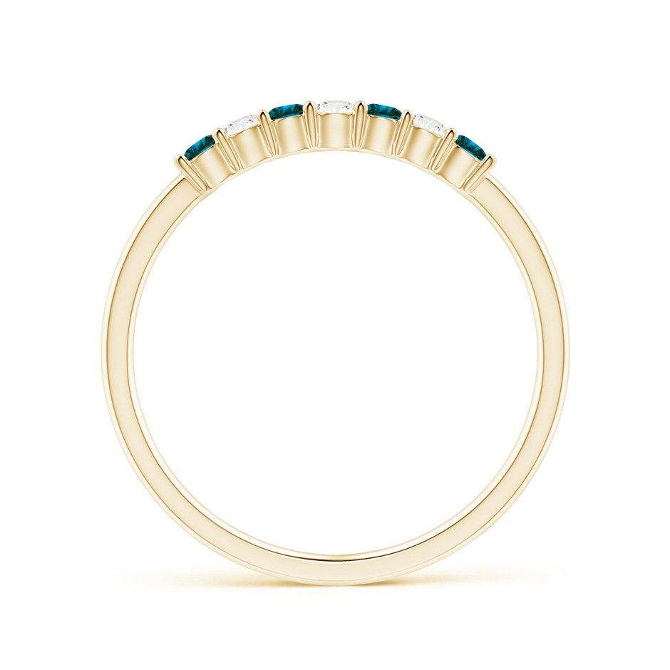 2mm AA Seven Stone Blue and White Diamond Wedding Band in Yellow Gold side-1