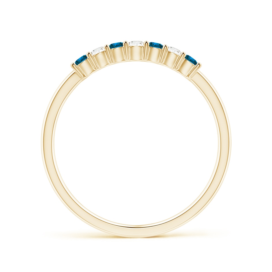 2mm AAA Seven Stone Blue and White Diamond Wedding Band in Yellow Gold side-1