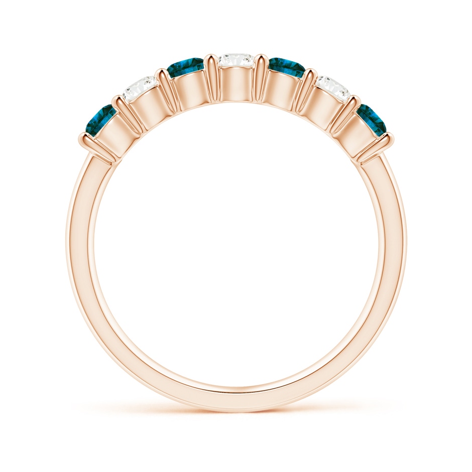 3mm AA Seven Stone Blue and White Diamond Wedding Band in Rose Gold side-1