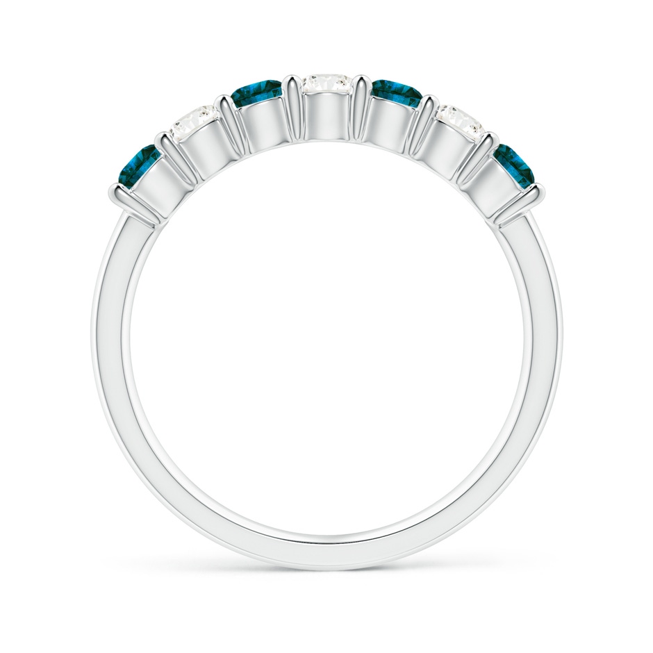 3mm AA Seven Stone Blue and White Diamond Wedding Band in White Gold side-1