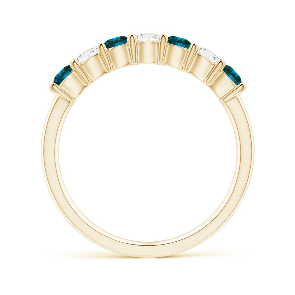 3mm AA Seven Stone Blue and White Diamond Wedding Band in Yellow Gold side-1