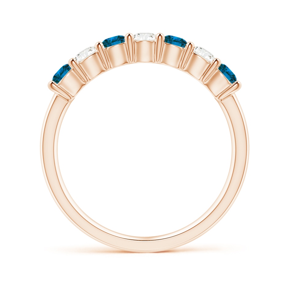 3mm AAA Seven Stone Blue and White Diamond Wedding Band in Rose Gold side-1