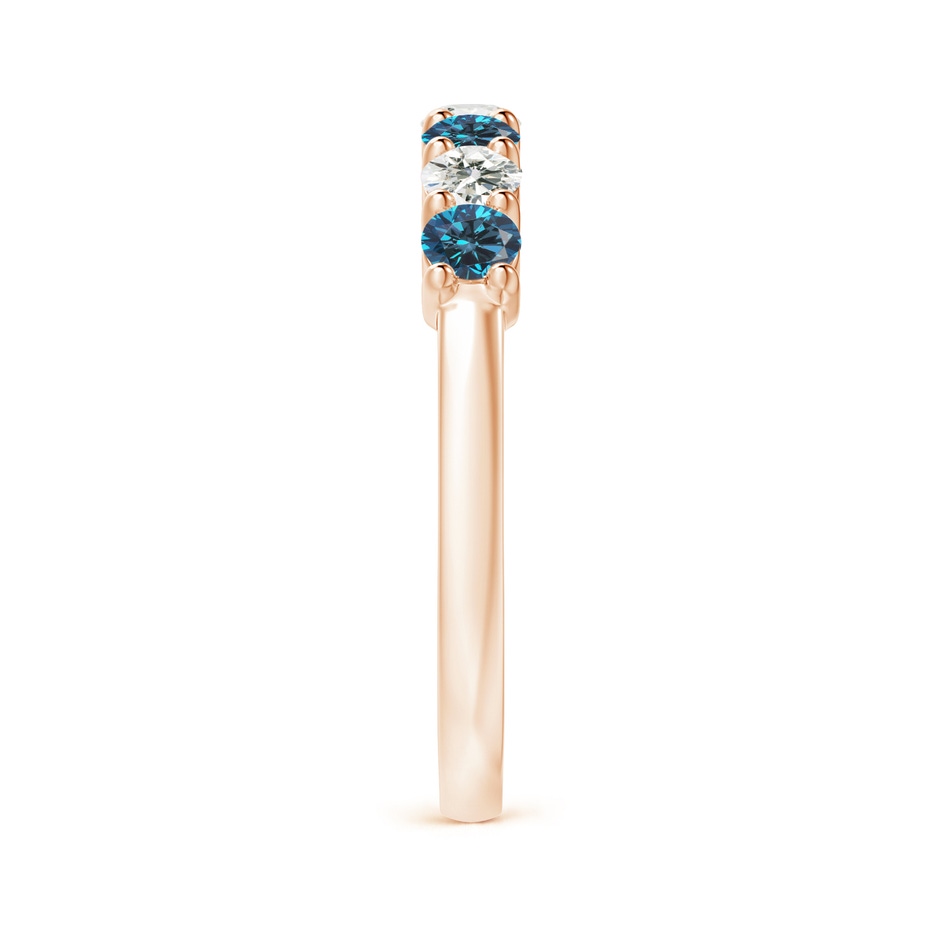 3mm AAA Seven Stone Blue and White Diamond Wedding Band in Rose Gold side-2