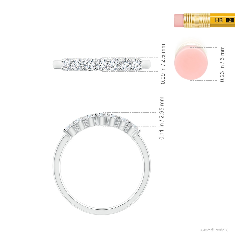 2.5mm GVS2 Half Eternity Seven Stone Diamond Wedding Band in White Gold ruler
