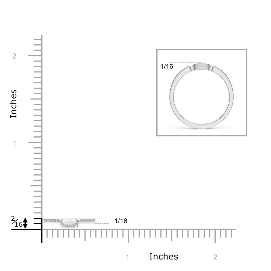 1mm JI2 Half Eternity Diamond Curved Comfort Fit Wedding Band in White Gold ruler
