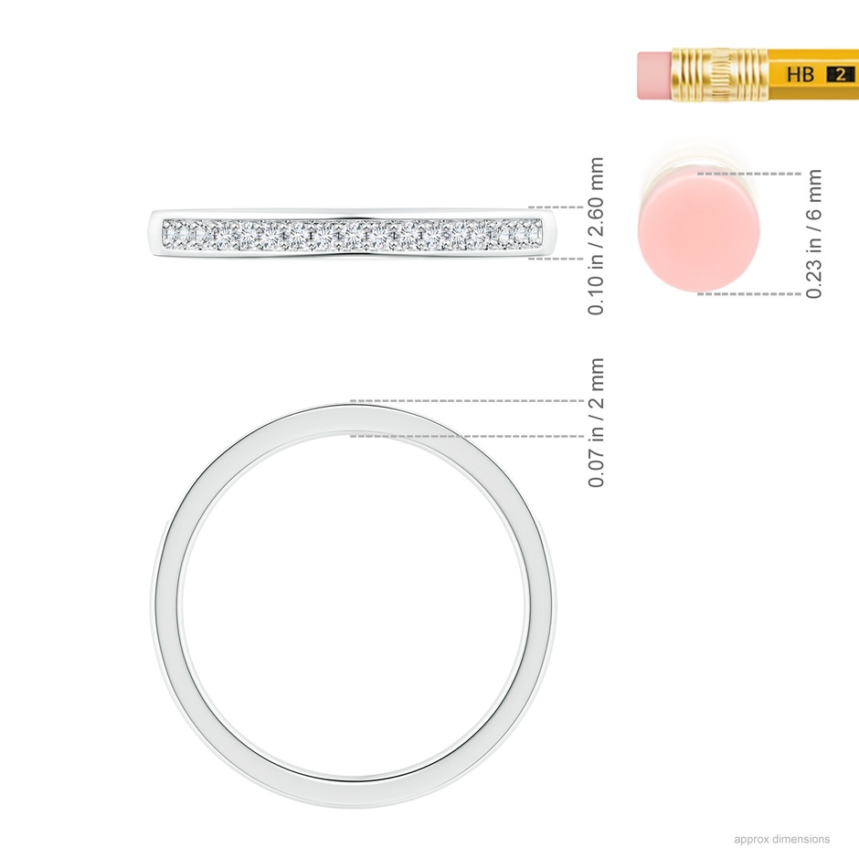 1.3mm GHVS Pave-Set Diamond Half Eternity Wedding Band in P950 Platinum ruler