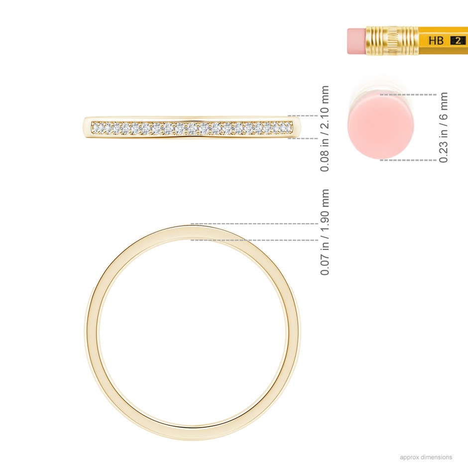 1mm GHVS Pave-Set Diamond Half Eternity Wedding Band in Yellow Gold ruler