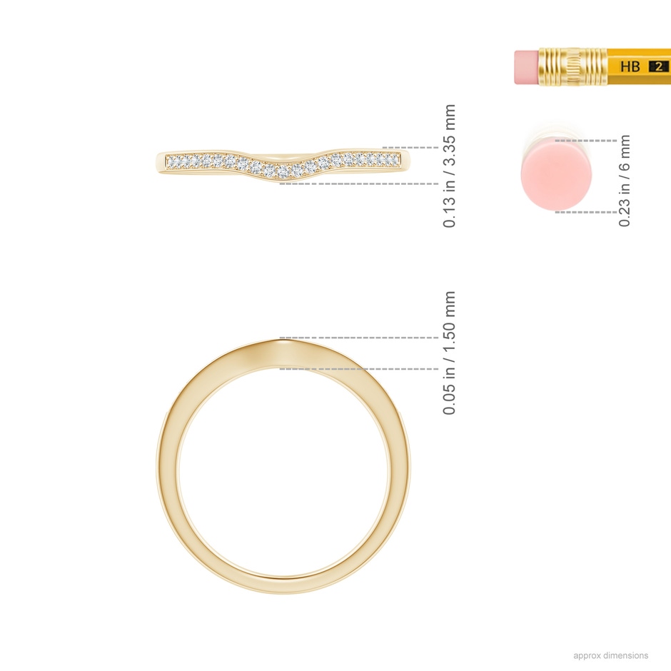 0.9mm GVS2 Pave-Set Diamond Curved Wedding Band in Yellow Gold ruler