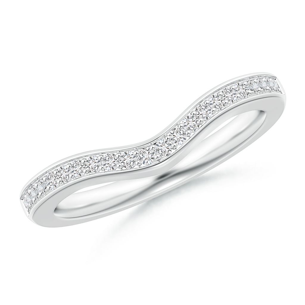 1.2mm HSI2 Pave-Set Diamond Curved Wedding Band in White Gold 