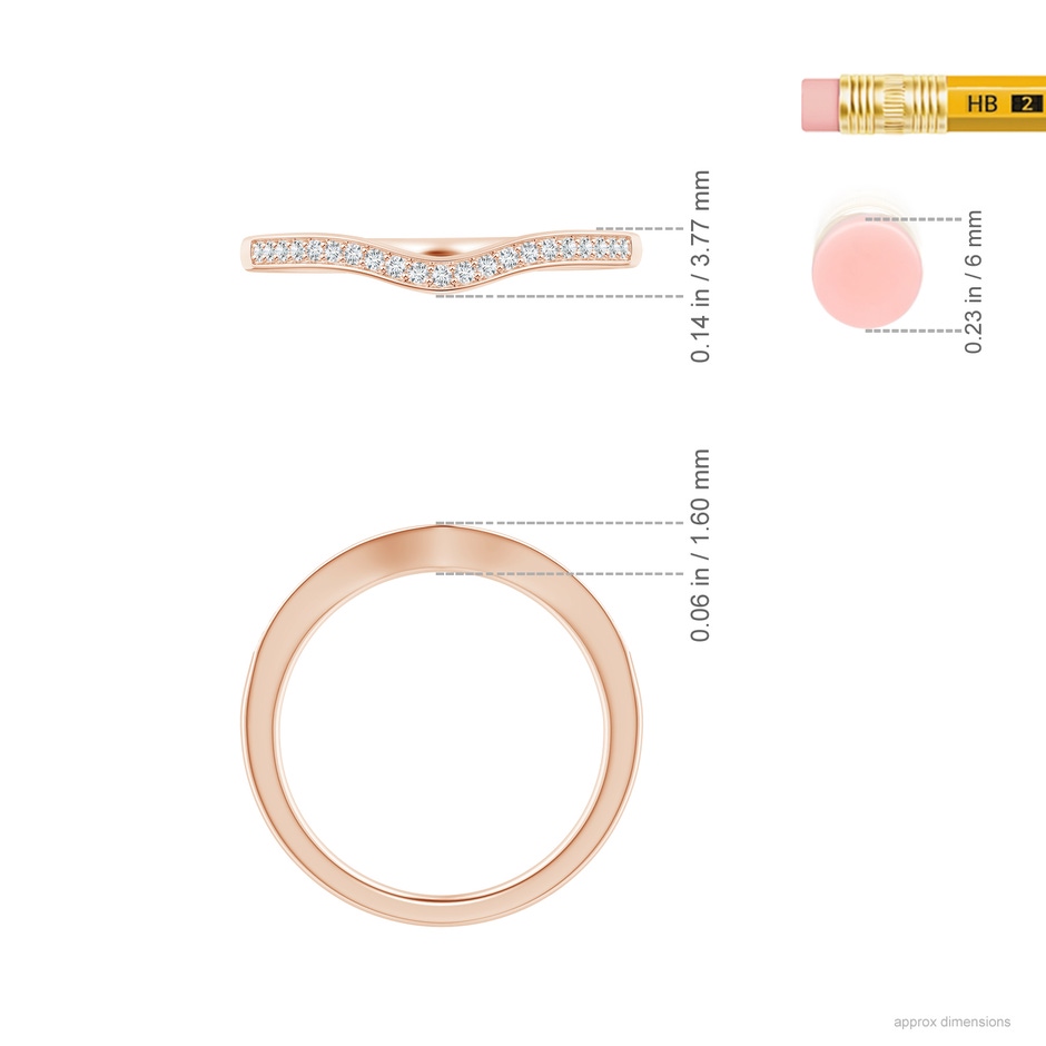 1mm GVS2 Pave-Set Diamond Curved Wedding Band in Rose Gold ruler