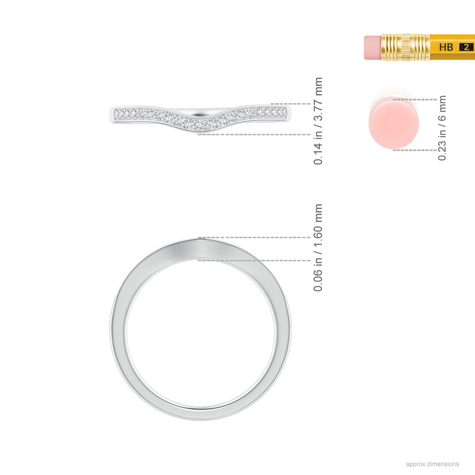 1mm GVS2 Pave-Set Diamond Curved Wedding Band in White Gold ruler