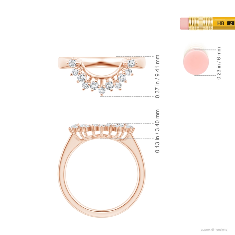 1.9mm GVS2 Diamond Curved Wedding Band in Rose Gold ruler