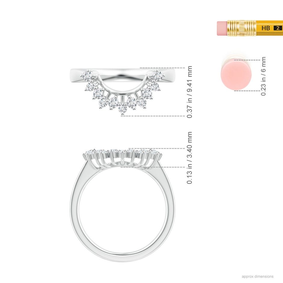 1.9mm GVS2 Diamond Curved Wedding Band in White Gold ruler