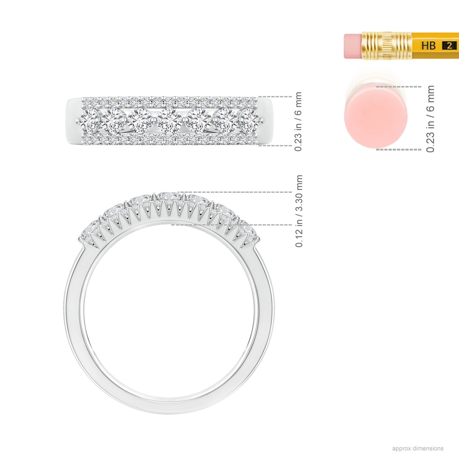 2.5mm HSI2 Half Eternity Seven-Stone Diamond Band in White Gold ruler