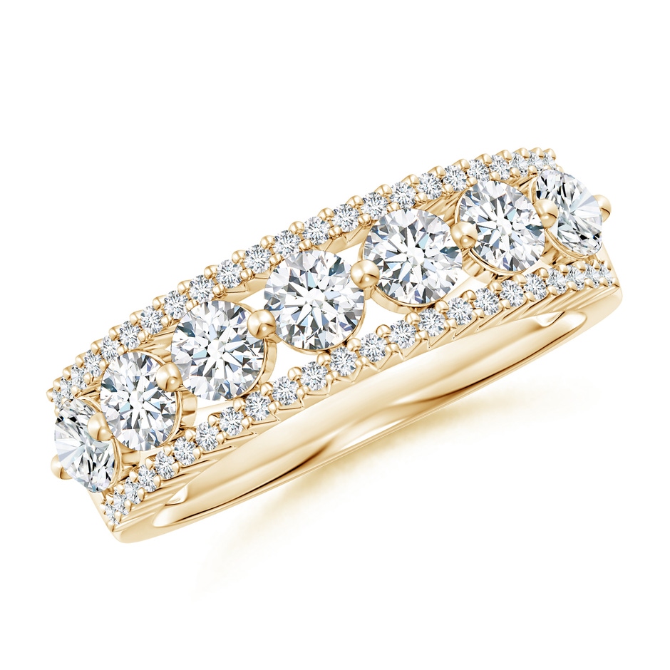 3.5mm GVS2 Half Eternity Seven-Stone Diamond Band in Yellow Gold 