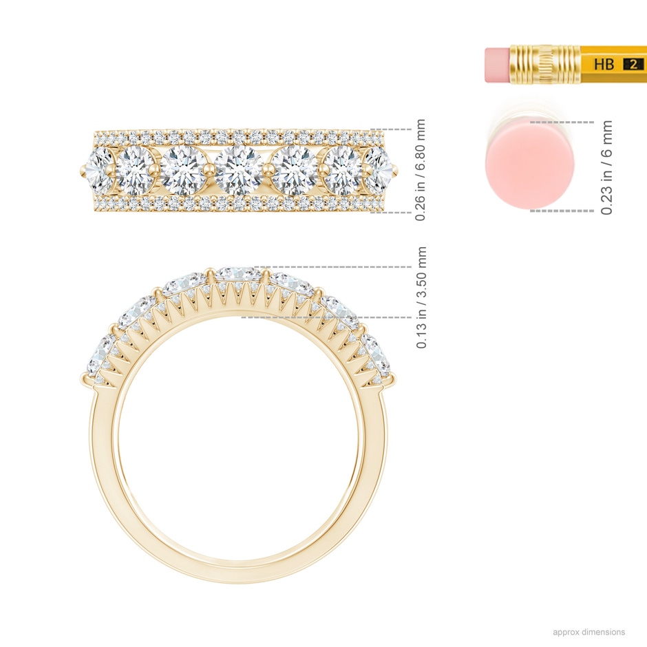 3.5mm GVS2 Half Eternity Seven-Stone Diamond Band in Yellow Gold ruler