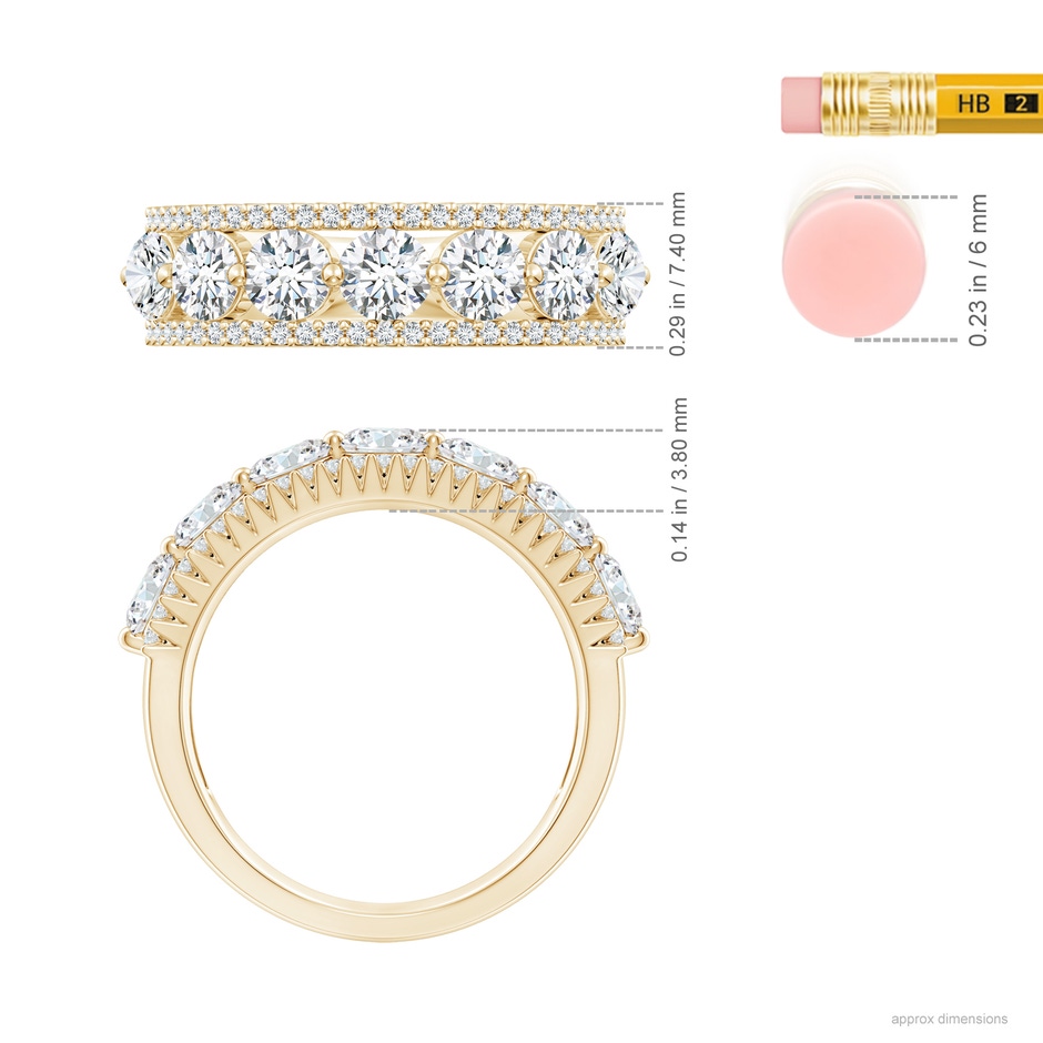 4mm GVS2 Half Eternity Seven-Stone Diamond Band in Yellow Gold ruler