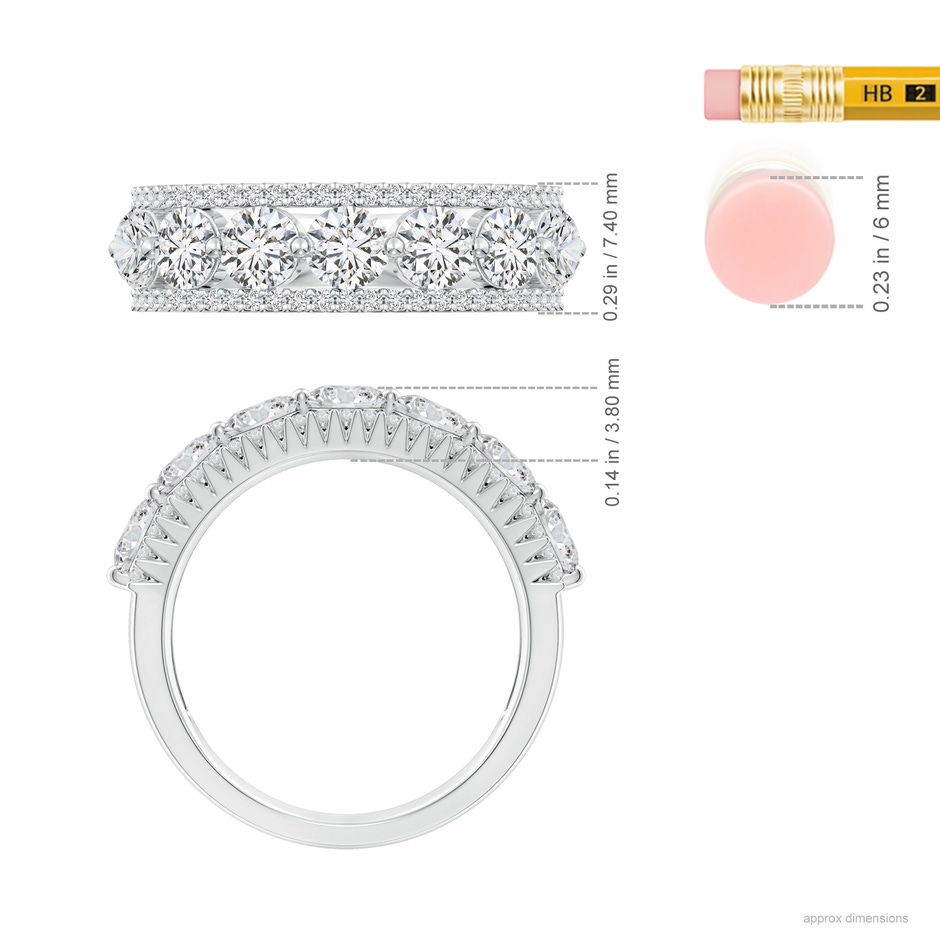 4mm HSI2 Half Eternity Seven-Stone Diamond Band in White Gold ruler