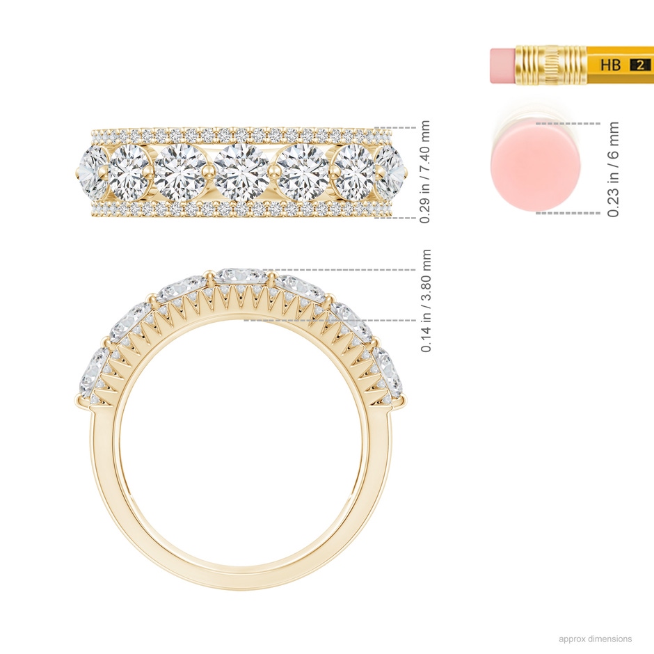 4mm HSI2 Half Eternity Seven-Stone Diamond Band in Yellow Gold ruler