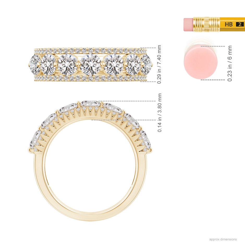 4mm IJI1I2 Half Eternity Seven-Stone Diamond Band in Yellow Gold ruler