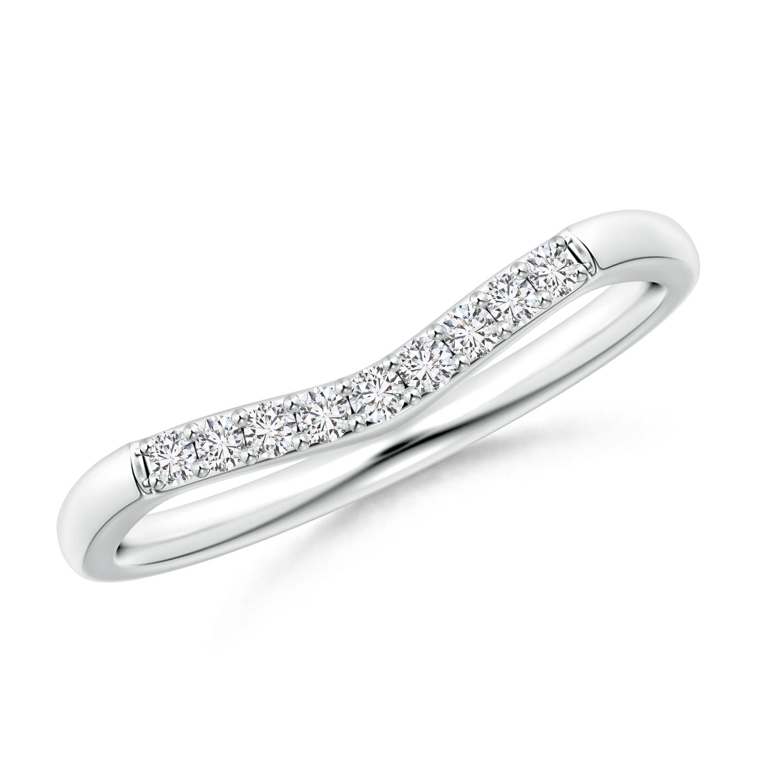 1.45mm HSI2 Classic Diamond Curved Comfort Fit Wedding Band For Her in P950 Platinum