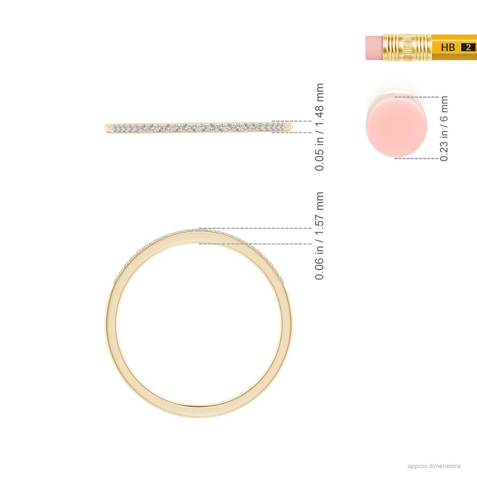 1mm IJI1I2 Prong-Set Classic Diamond Wedding Band in Yellow Gold ruler