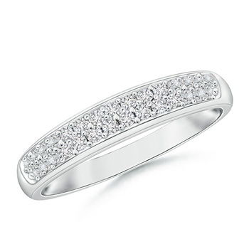 1.3mm HSI2 Half Eternity Pavé Set Two Row Diamond Wedding Band in White Gold 