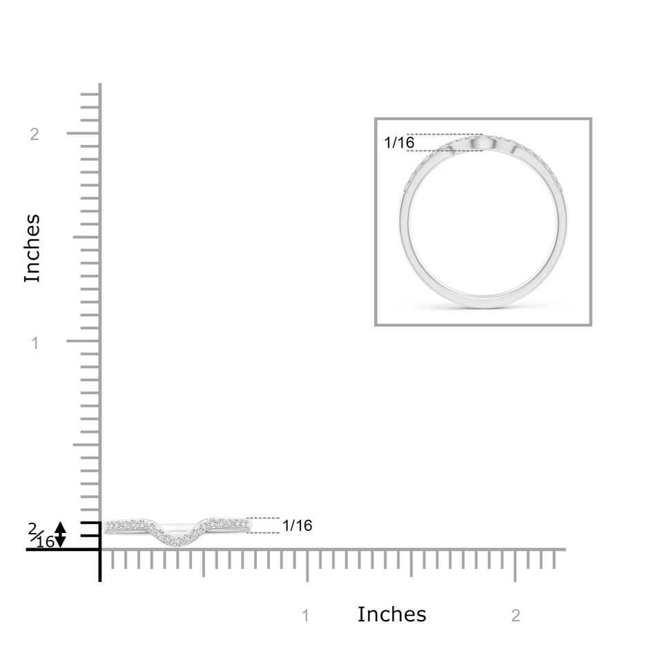 1.2mm HSI2 Classic Diamond Curved Comfort Fit Women's Band in White Gold ruler