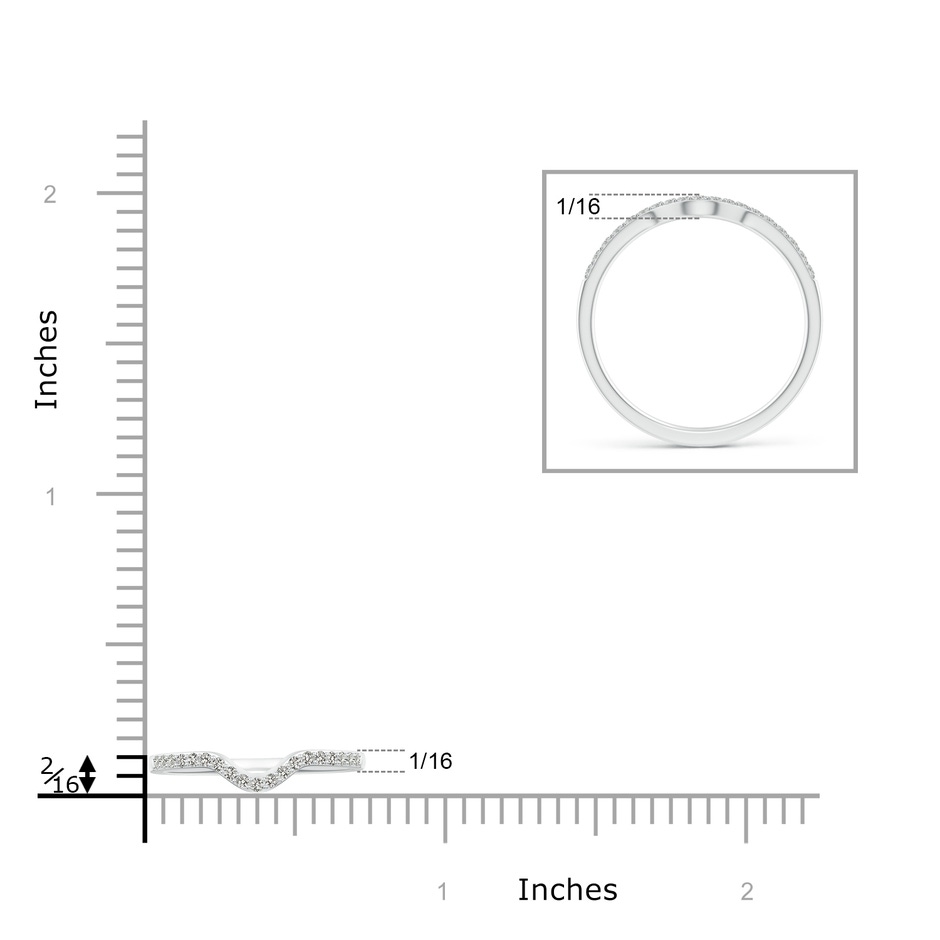 1.2mm JI2 Classic Diamond Curved Comfort Fit Women's Band in White Gold ruler