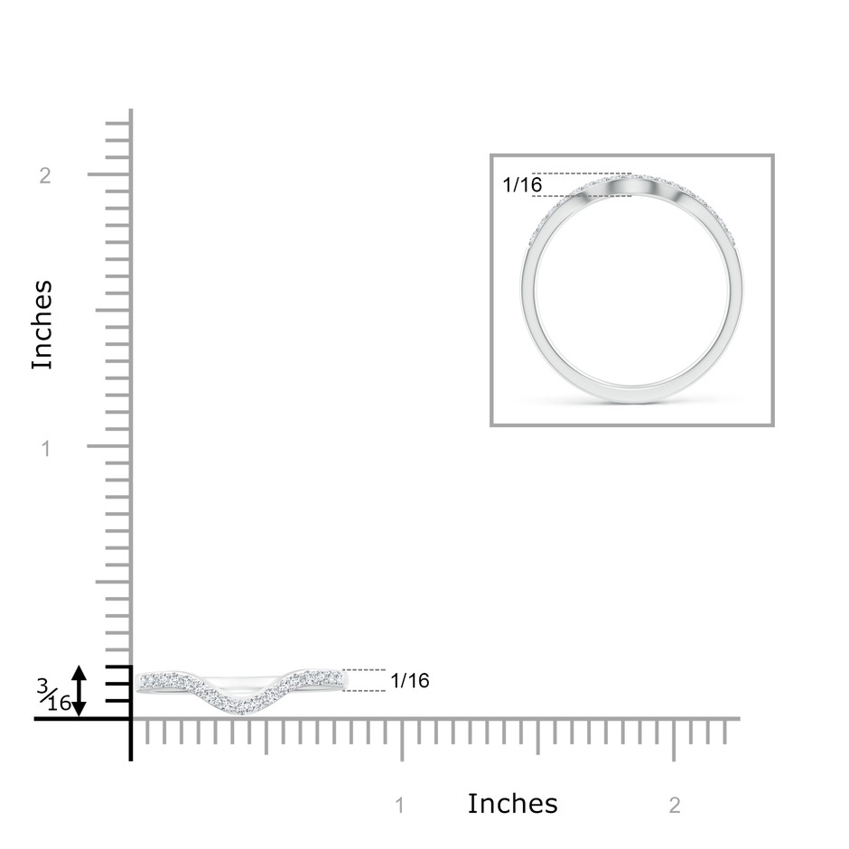1.3mm GHVS Classic Diamond Curved Comfort Fit Women's Band in P950 Platinum ruler