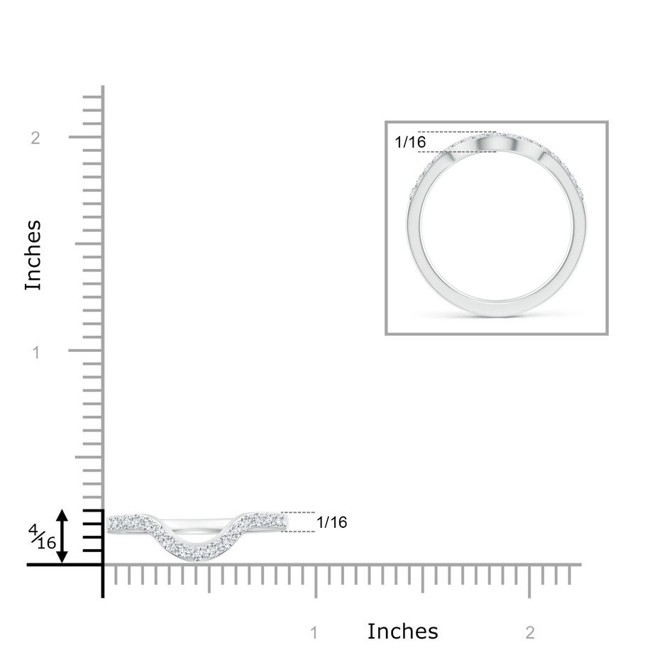1.5mm GHVS Classic Diamond Curved Comfort Fit Women's Band in P950 Platinum ruler