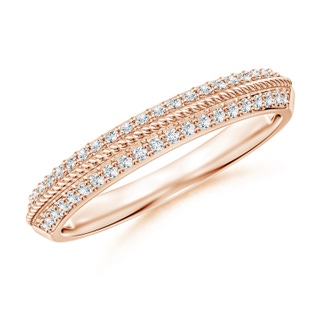 1mm GHVS Diamond Twisted Rope Knife-Edged Wedding Band in Rose Gold