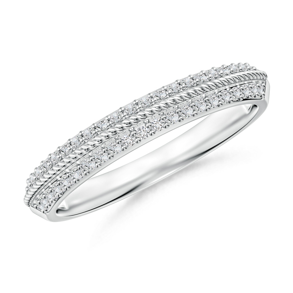 1mm HSI2 Diamond Twisted Rope Knife-Edged Wedding Band in White Gold