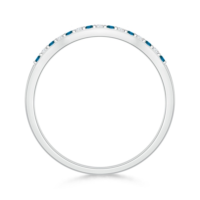 1.2mm AAA Round Blue and White Diamond Contour Wedding Band in White Gold Product Image