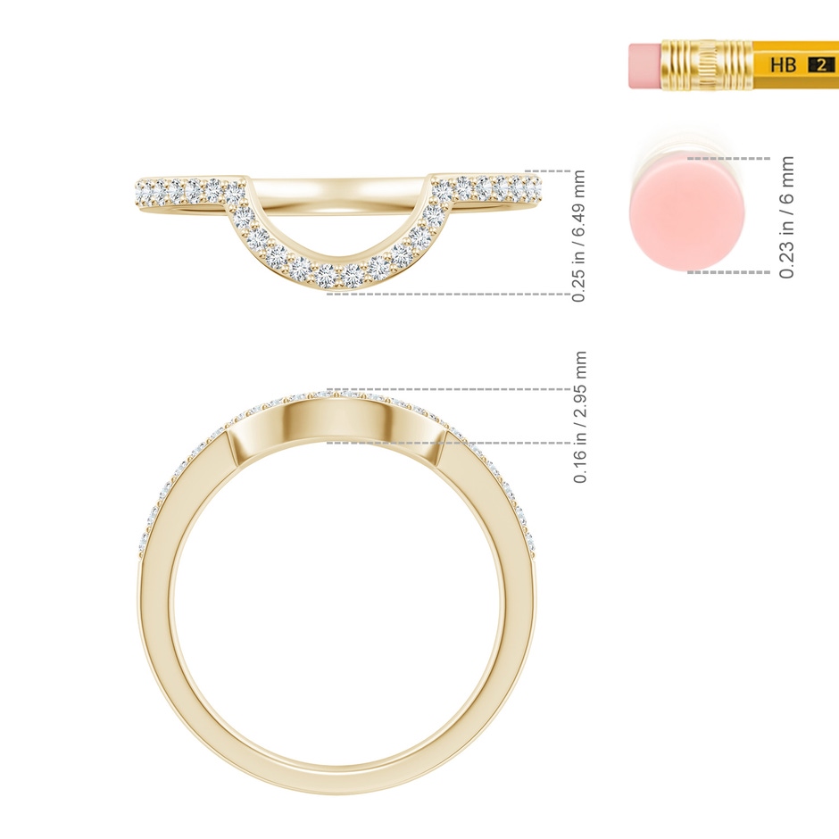 1.4mm GVS2 Diamond Contoured Wedding Band in Yellow Gold ruler
