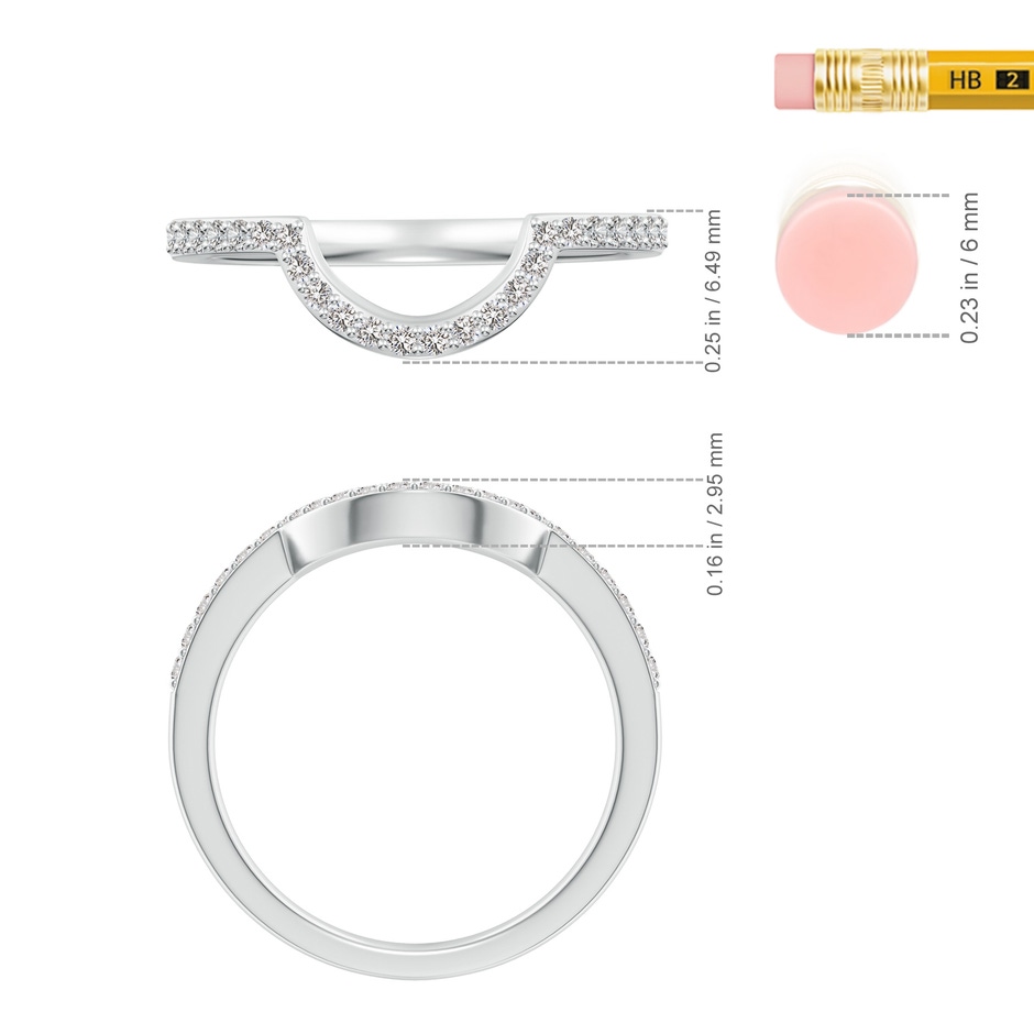 1.4mm IJI1I2 Diamond Contoured Wedding Band in White Gold ruler